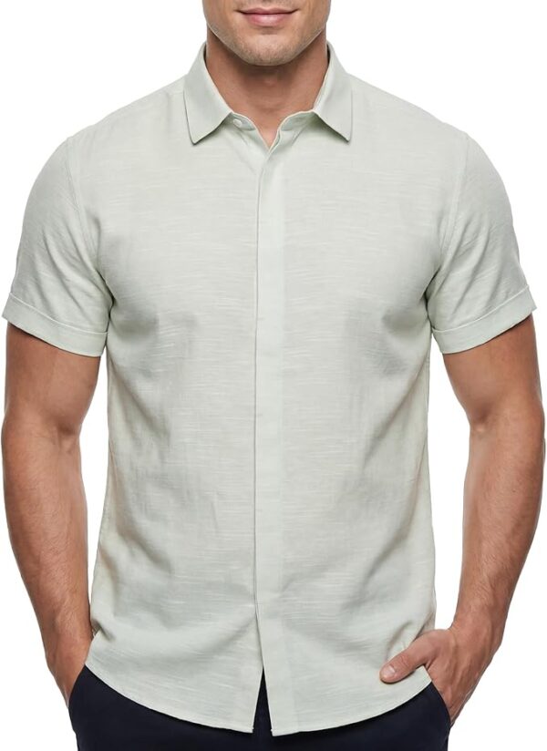 Cotton King Mens Linen Shirts Short Sleeve Casual Button Down Shirt Lightweight Beach Summer Vacation Shirt for Men - Image 12