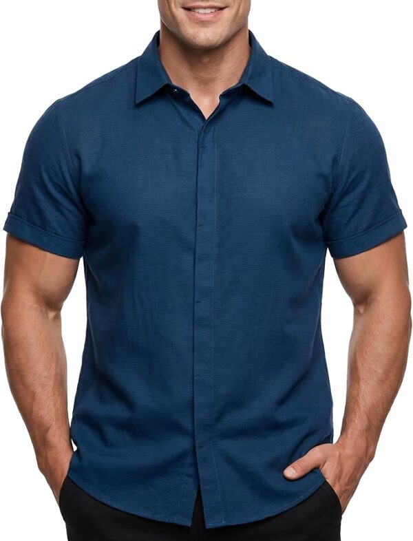 Cotton King Mens Linen Shirts Short Sleeve Casual Button Down Shirt Lightweight Beach Summer Vacation Shirt for Men - Image 13