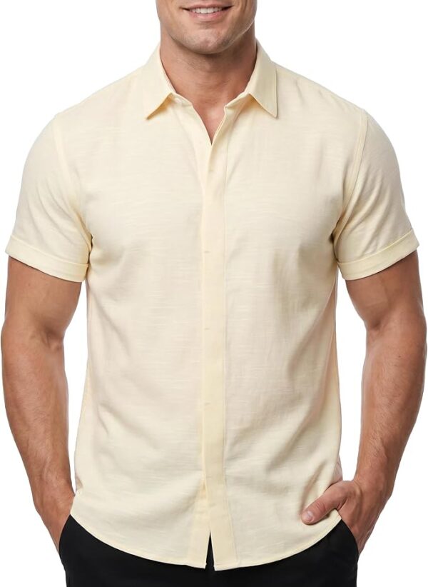 Cotton King Mens Linen Shirts Short Sleeve Casual Button Down Shirt Lightweight Beach Summer Vacation Shirt for Men - Image 10