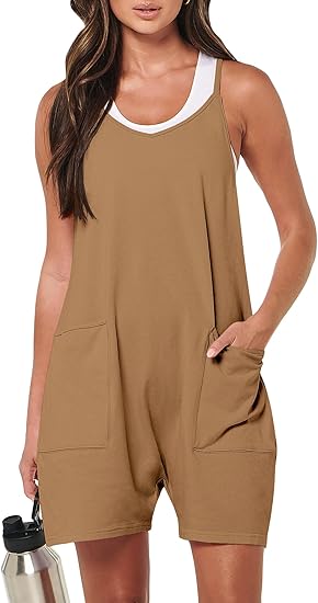 ANRABESS Womens Rompers Summer Casual Loose Sleeveless Overalls Spaghetti Strap Shorts Jumpsuit 2026 Beach Vacation Clothes - Image 4