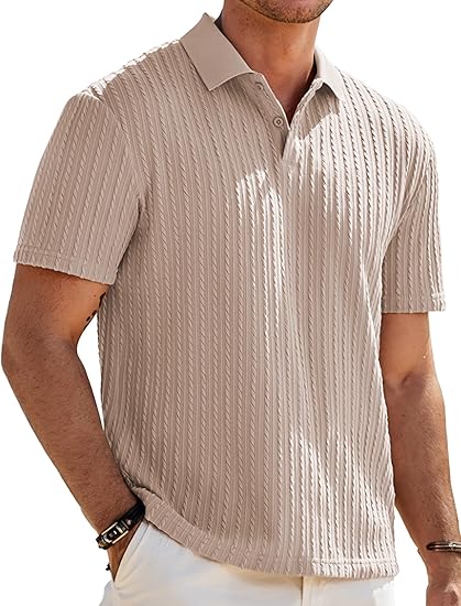 JMIERR Mens Casual Polo Shirt Summer Short Sleeve Vacation Button Beach Knit Stretchy Golf Shirts - Image 5