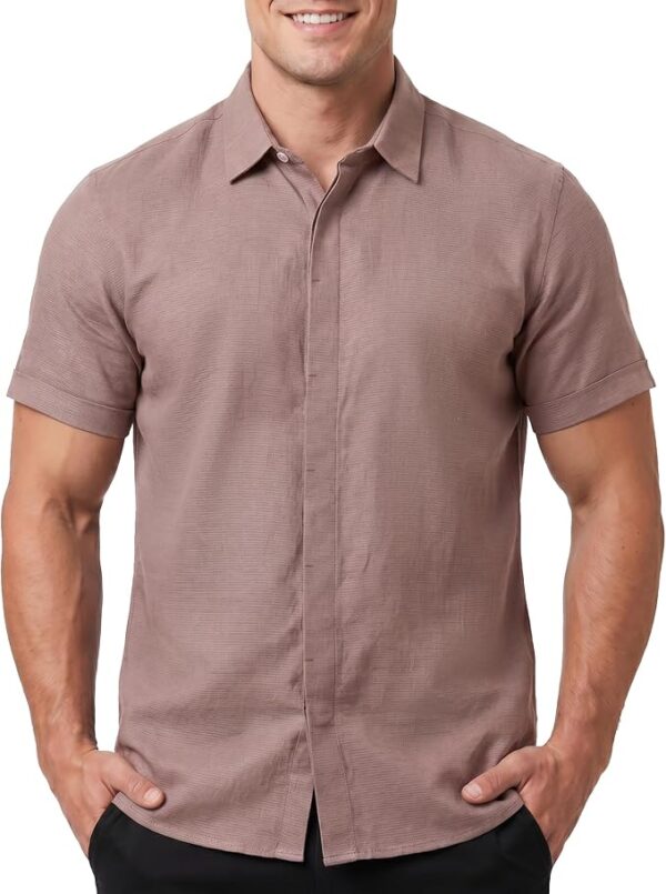 Cotton King Mens Linen Shirts Short Sleeve Casual Button Down Shirt Lightweight Beach Summer Vacation Shirt for Men - Image 11