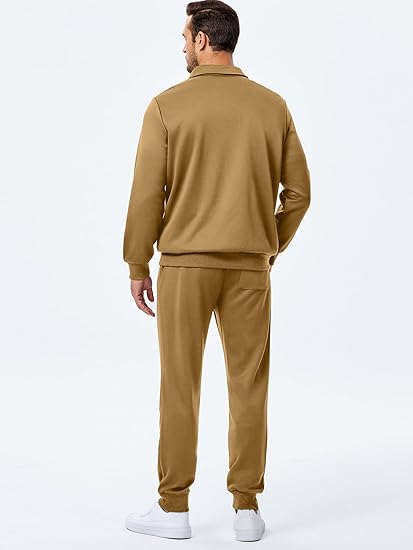 JMIERR Men's Track Suits 2 Piece Outfits Quarter Zipper Polo Shirt Tracksuit & Joggers Sweatpants Sweatsuit Sets  s ka b - Image 6