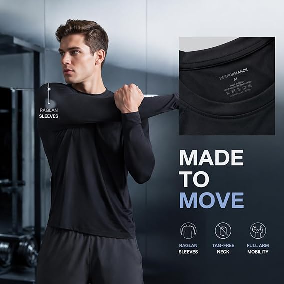 OYGSieg 6 Pack Long Sleeve Shirts for Men Moisture Wicking UPF SPF Sun Protection Tee Shirts Workout T Shirts Casual - Image 3