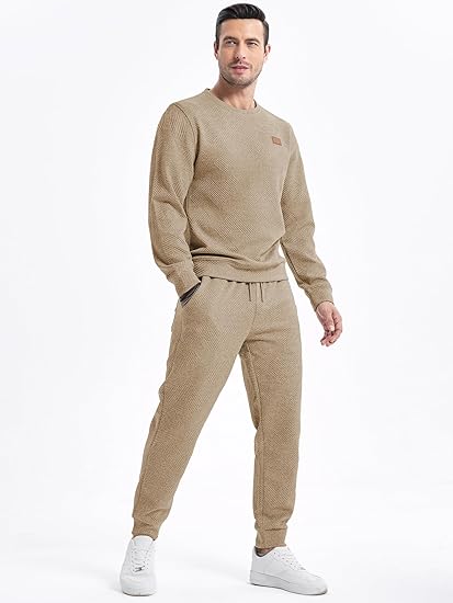 JMIERR Men's 2 Piece Outfits Knit Jacquard Pullover Sweatshirt Tracksuit & Joggers Sweatpants Sweatsuit Sets with Pockets - Image 6