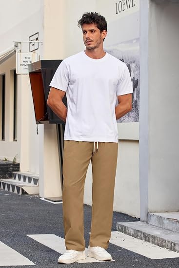 COOFANDY Men's Casual Chino Pants Relaxed Fit Drawstring Elastic Waist Lightweight Pant Twill Pleated Trousers - Image 4