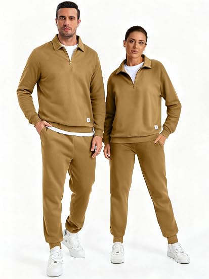 JMIERR Men's Track Suits 2 Piece Outfits Quarter Zipper Polo Shirt Tracksuit & Joggers Sweatpants Sweatsuit Sets  s ka b - Image 3