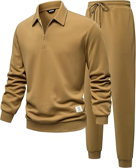 JMIERR Men's Track Suits 2 Piece Outfits Quarter Zipper Polo Shirt Tracksuit & Joggers Sweatpants Sweatsuit Sets s ka b