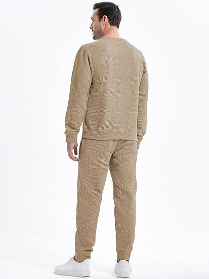 JMIERR Men's 2 Piece Outfits Knit Jacquard Pullover Sweatshirt Tracksuit & Joggers Sweatpants Sweatsuit Sets with Pockets - Image 5